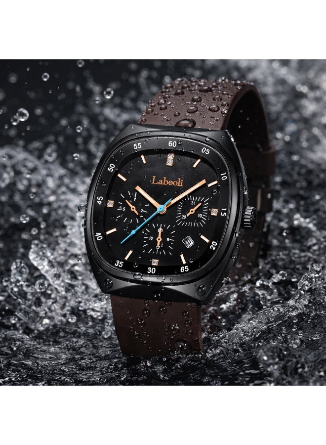 Labaoli 42mm Large-Dial Rubber Strap Quartz Watch, 9mm Slim, 3ATM Water Resistant, Unisex Sport Trend - Image 2